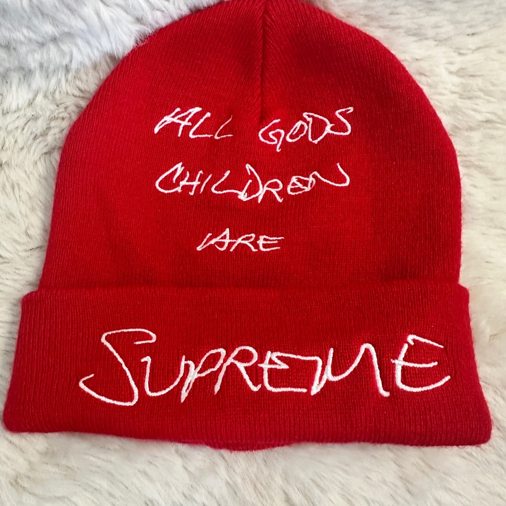 Supreme All God’s Children Red Knit Beanie